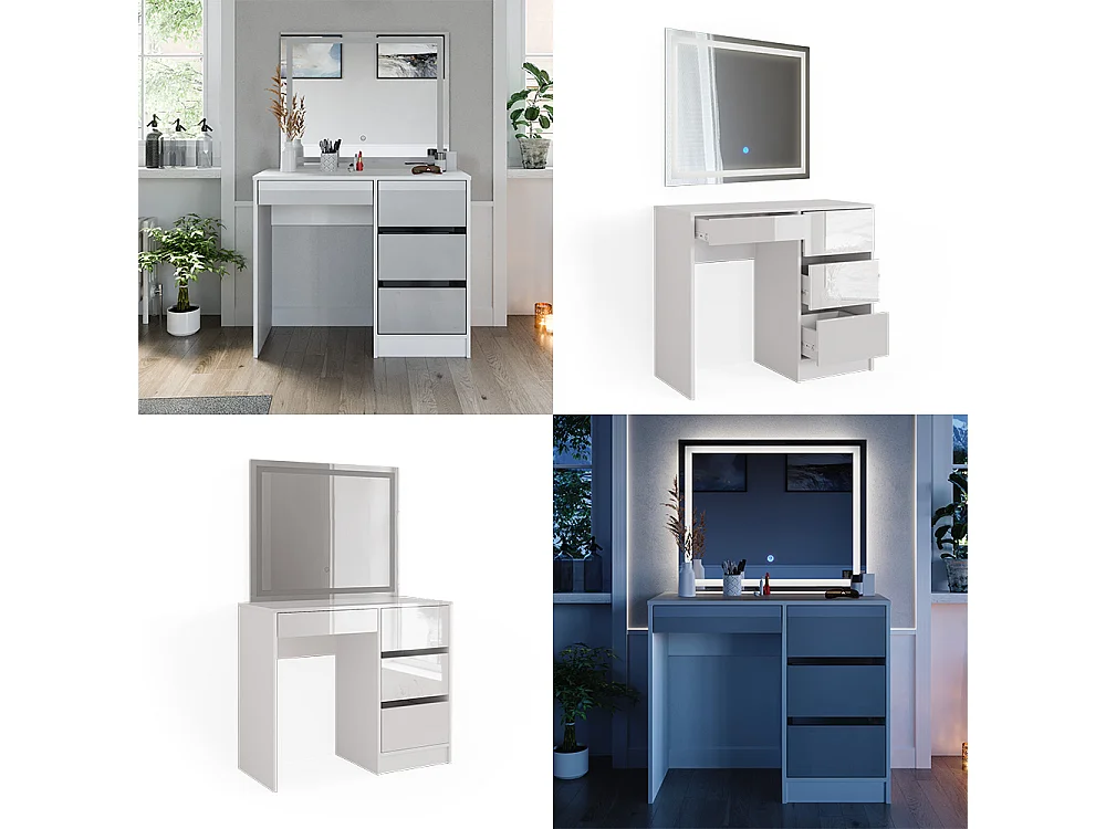 Coiffeuse blanc haute brillance 90x40x75 sherry