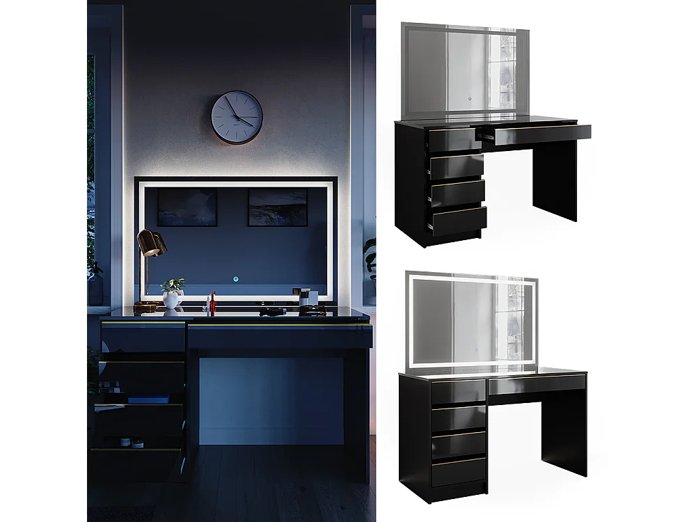 Tocador negro/oro 120x55x75 sherry