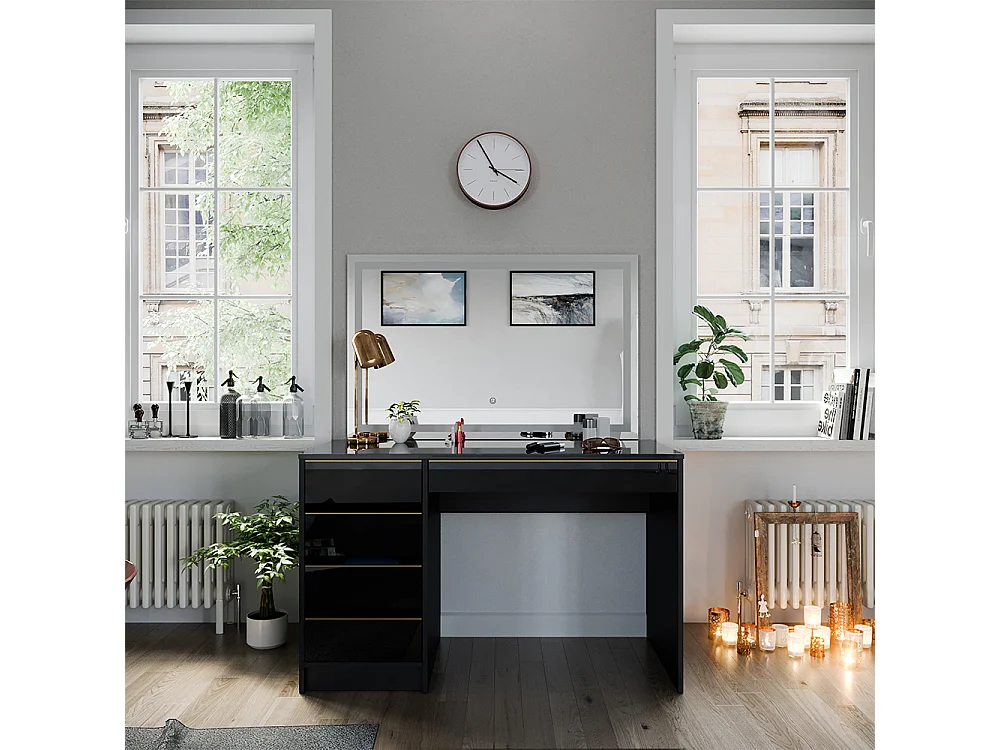 Coiffeuse noir/or 120x55x75 sherry