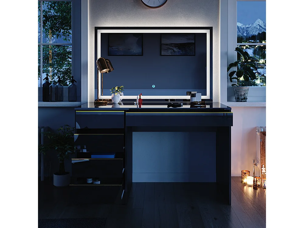 Dressing table black/gold 120x55x75 sherry