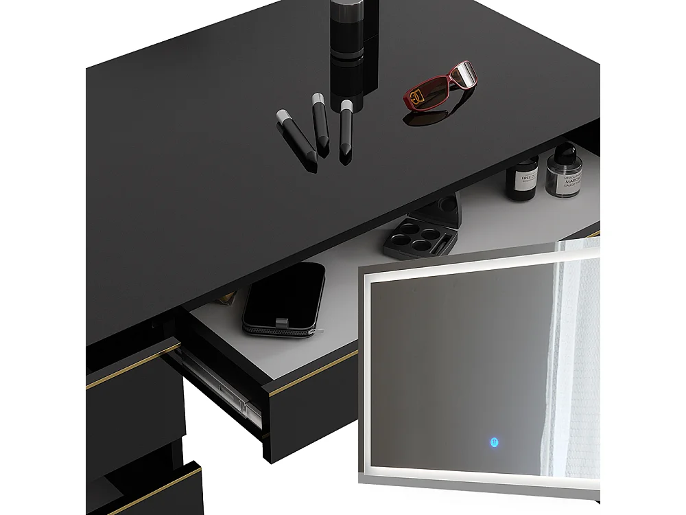 Dressing table black/gold 120x55x75 sherry