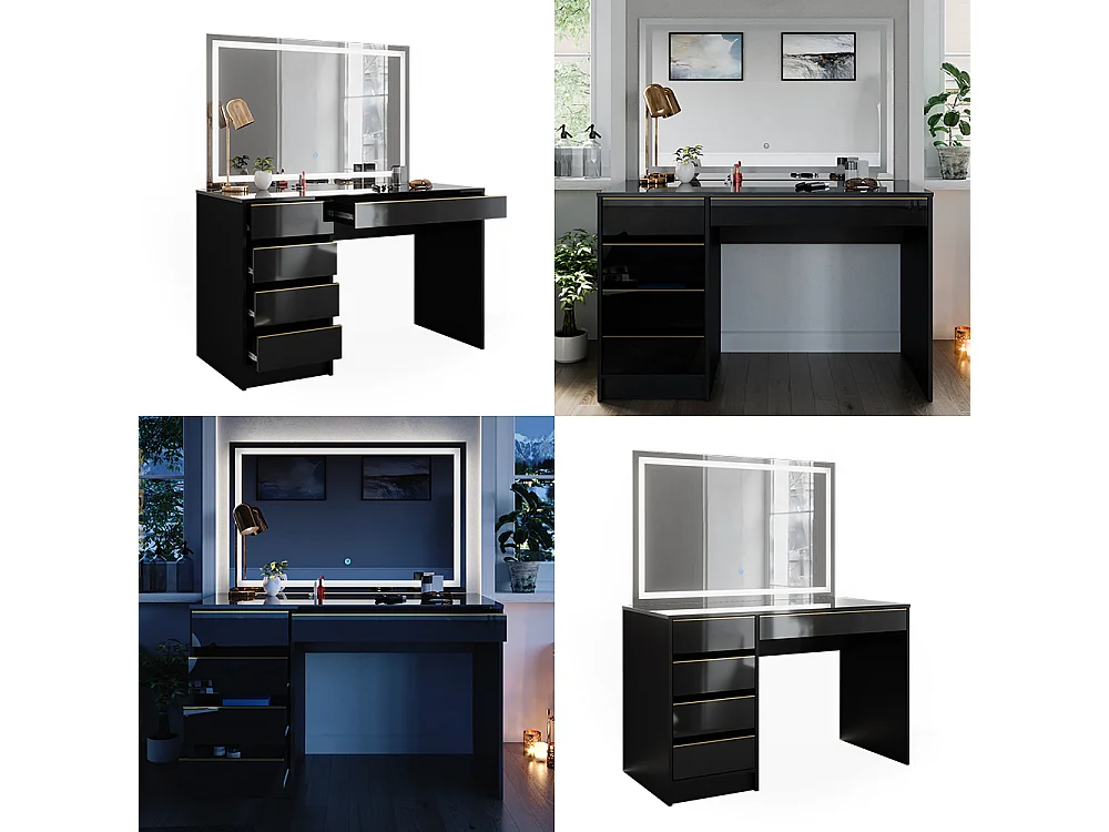 Dressing table black/gold 120x55x75 sherry