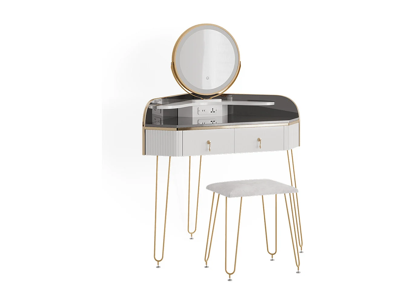 Coiffeuse blanc haute brillance 99x70x134 amira