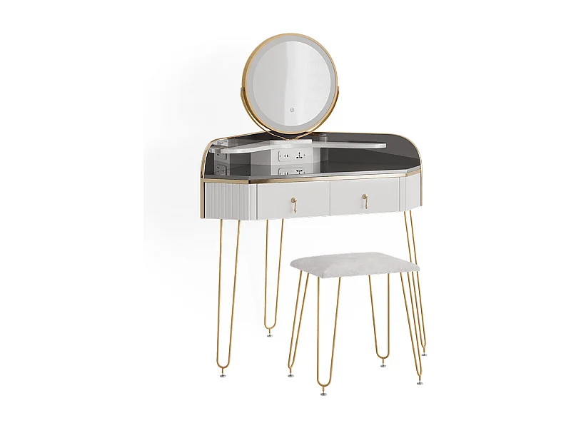 Eckschminktisch weiß hochglanz 99x70x134 amira