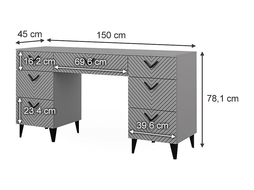 Kaptafel grijs 150x45x78.1 anett