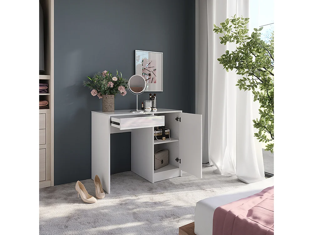 Kaptafel wit/wit hoogglans 89.8x50.1x76 sherry