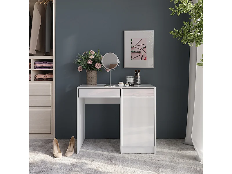 Kaptafel wit/wit hoogglans 89.8x50.1x76 sherry