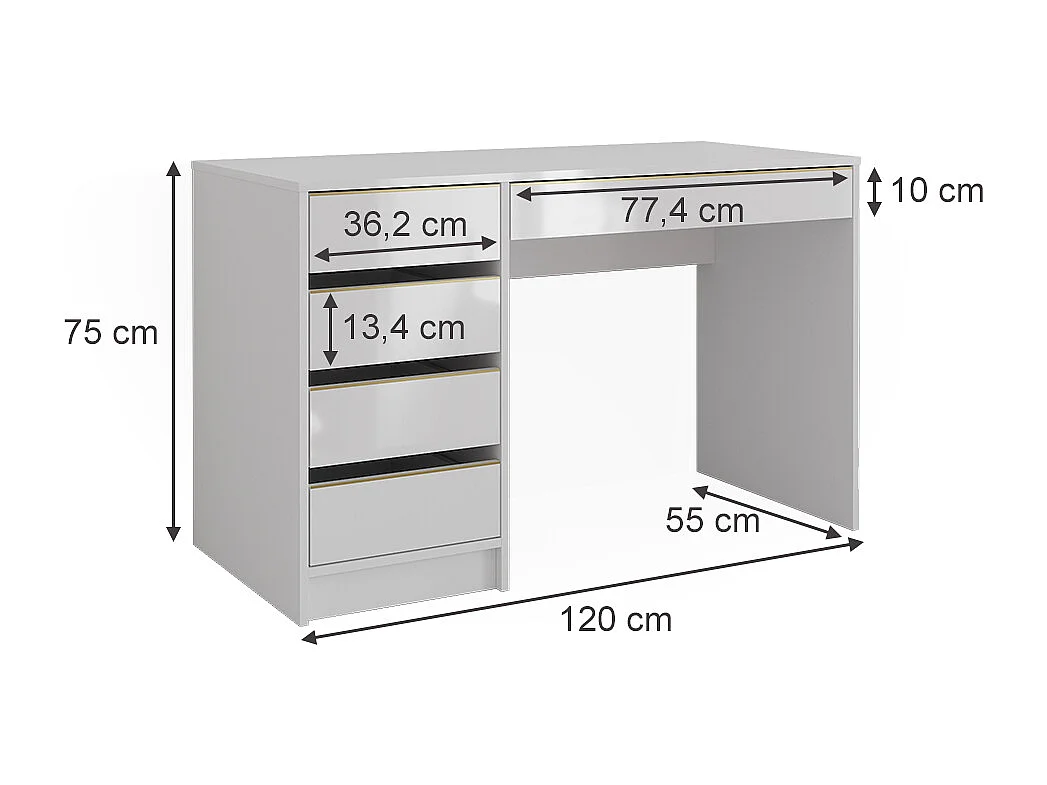 Mesa de maquillaje blanco/oro 120x55x75 sherry