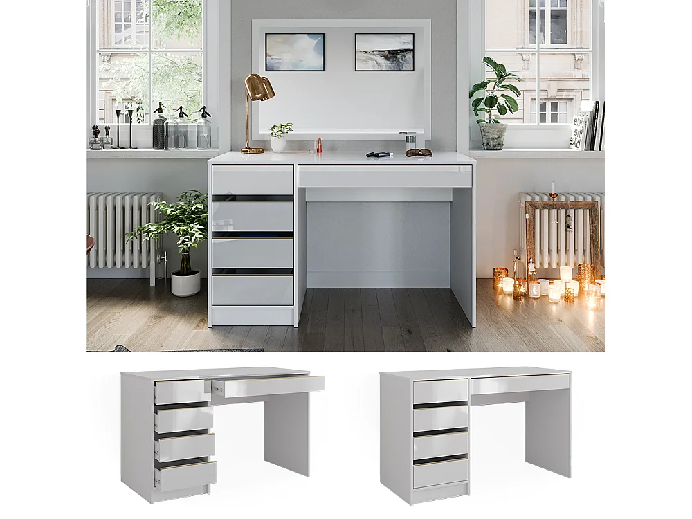 Coiffeuse blanc/or 120x55x75 sherry