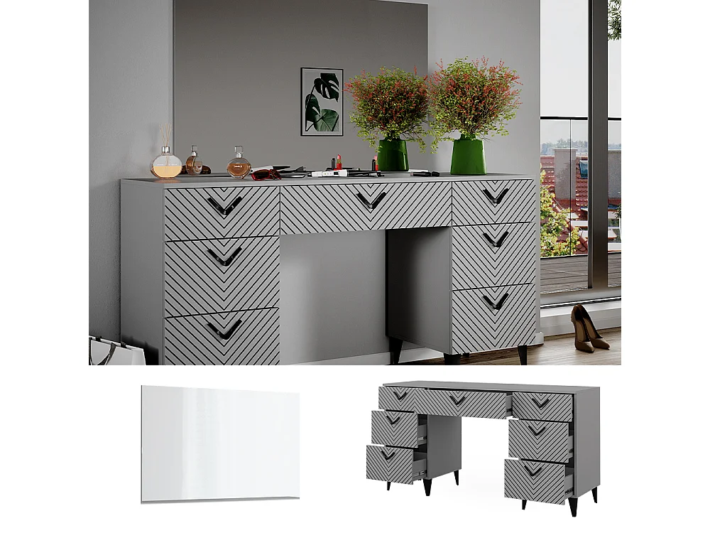 Coiffeuse gris 150x45x78.1 anett