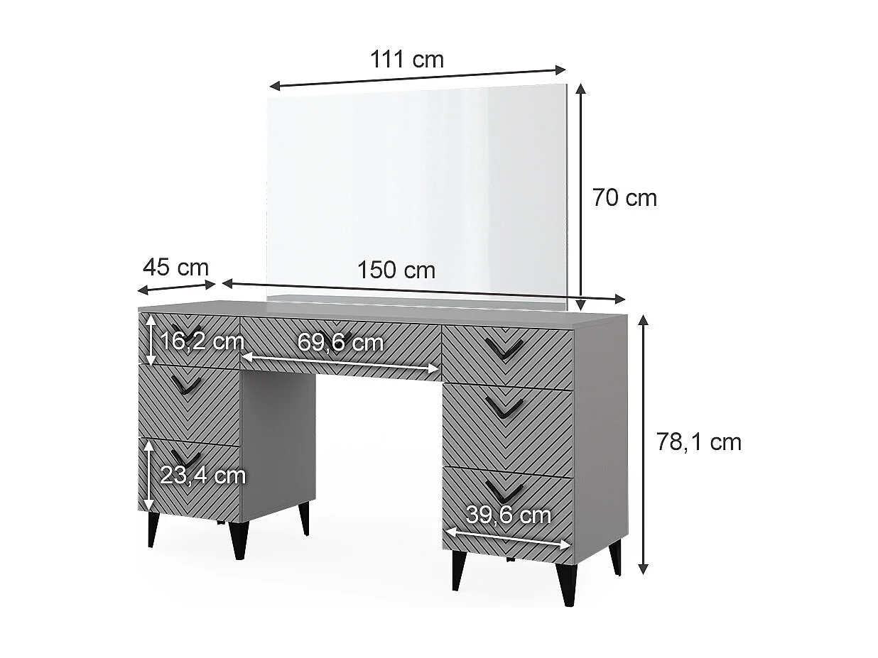 Vanity table grey 150x45x78.1 anett