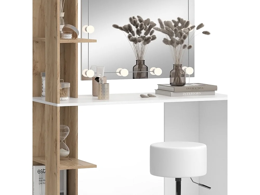 Coiffeuse blanc/sonoma 122.2x55.2x75.8 tower