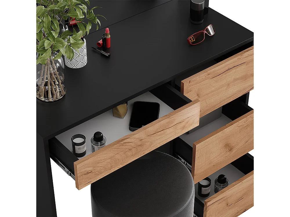 Coiffeuse anthracite/chêne doré 90x40x75 sherry