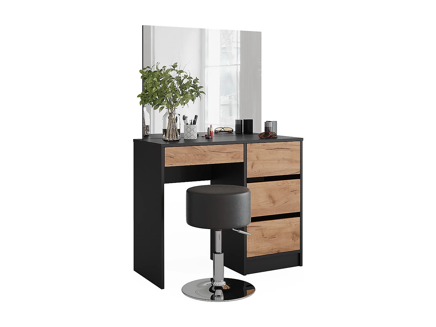 Coiffeuse anthracite/chêne doré 90x40x75 sherry