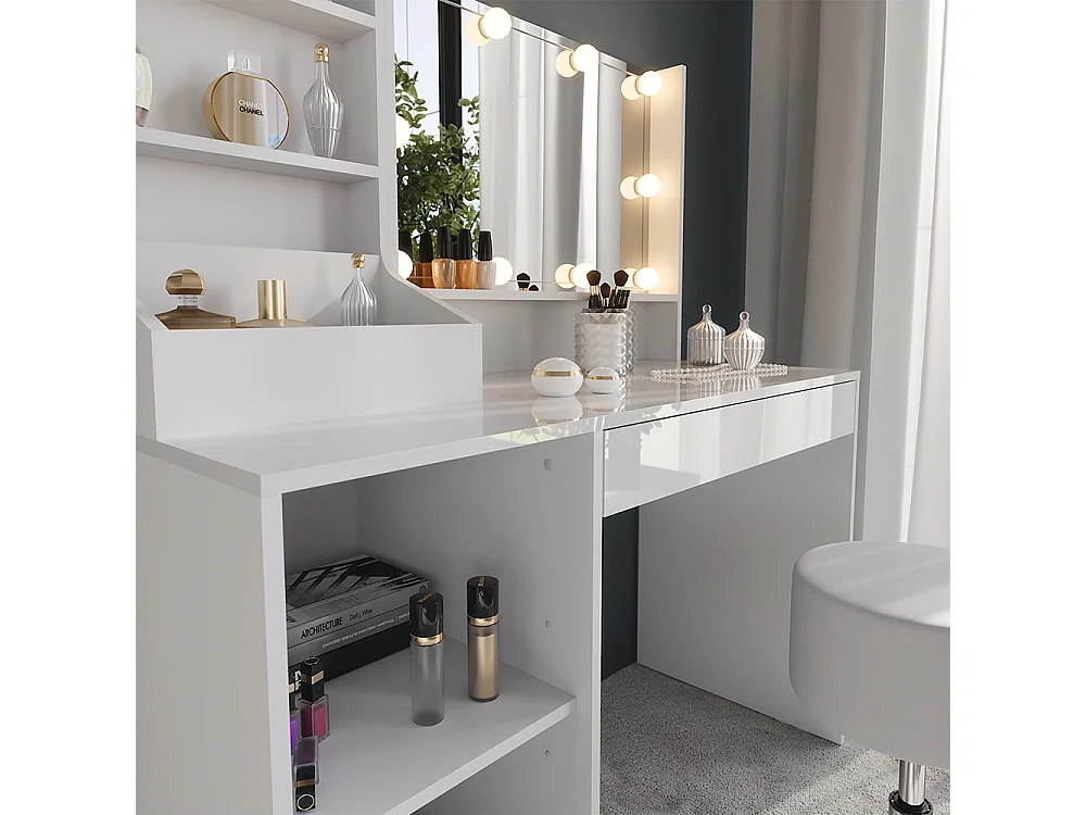 Coiffeuse blanc/blanc brillant 119.8x50.1x76 sherry