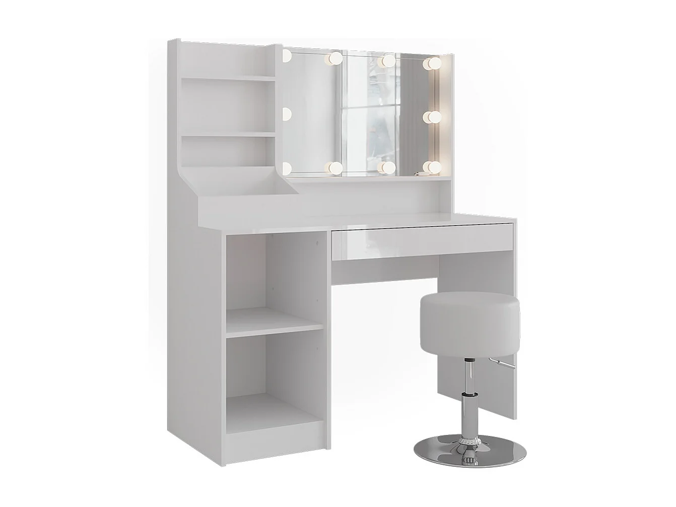 Vanity table white/white high gloss 119.8x50.1x76 sherry