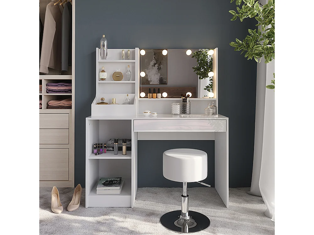 Vanity table white/white high gloss 119.8x50.1x76 sherry