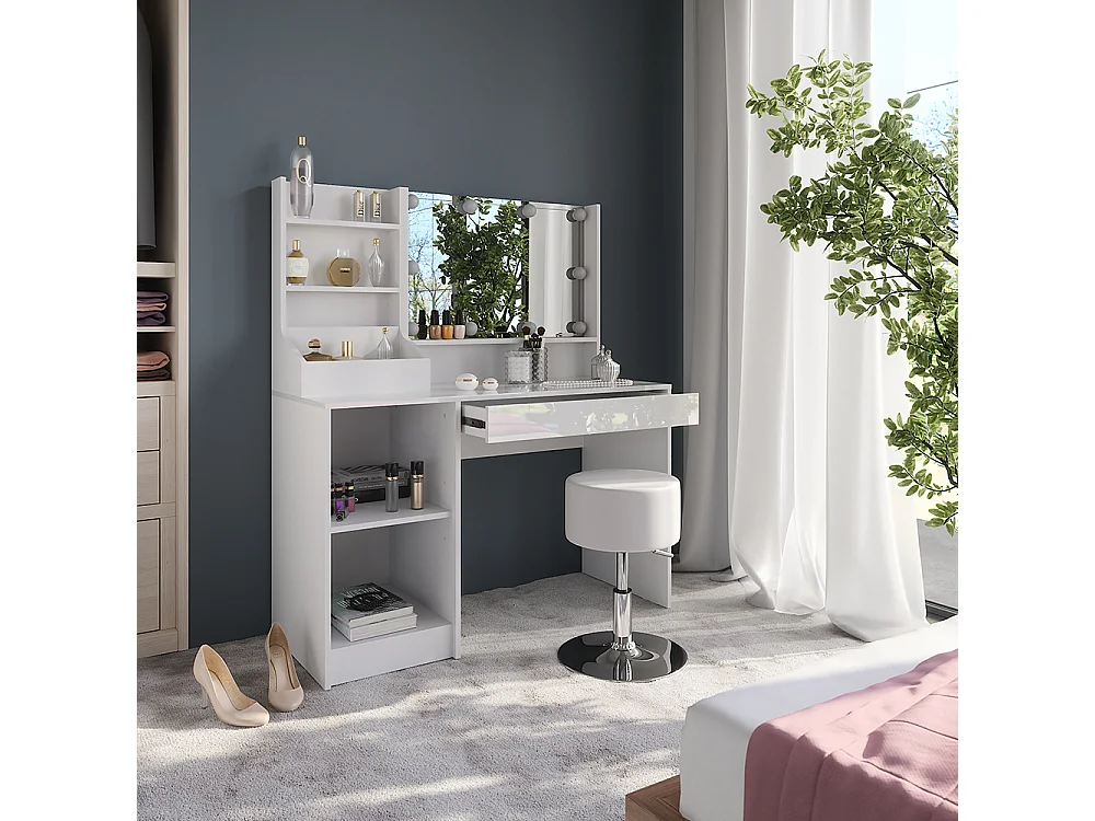 Vanity table white/white high gloss 119.8x50.1x76 sherry