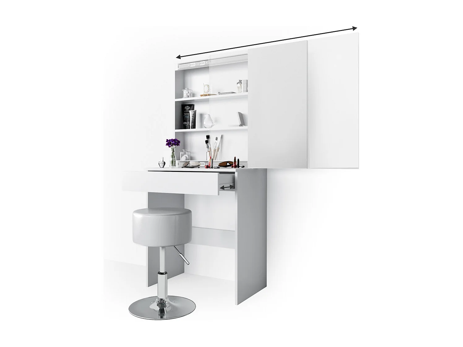 Coiffeuse blanc 68x42x155 melle