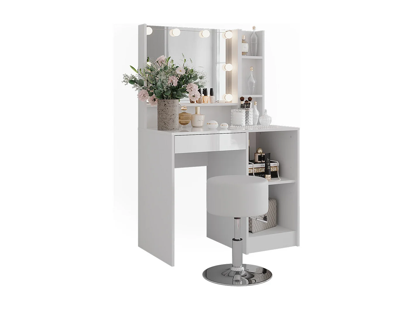 Tocador blanco/blanco alto brillo 89.8x50.1x76 sherry