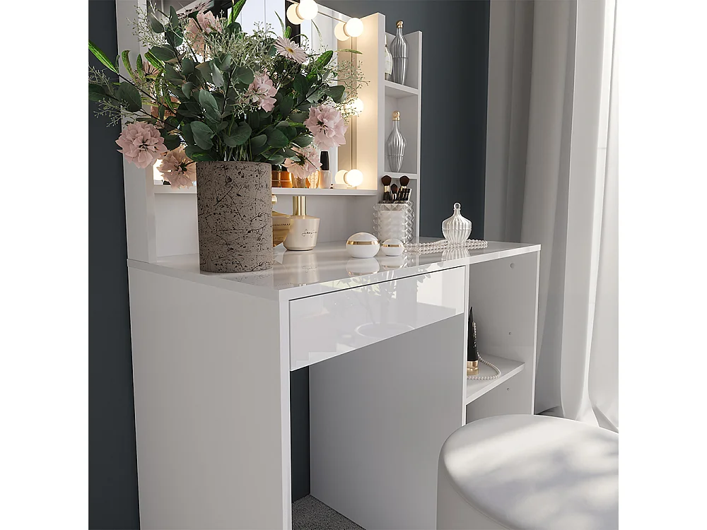 Vanity table white/white high gloss 89.8x50.1x76 sherry