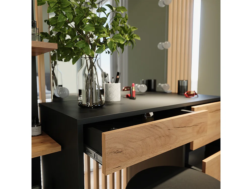 Coiffeuse anthracite/chêne doré 90x40x75 sherry