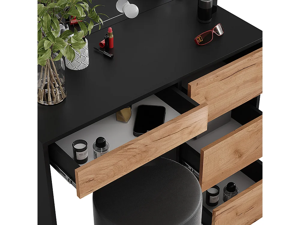 Coiffeuse anthracite/chêne doré 90x40x75 sherry