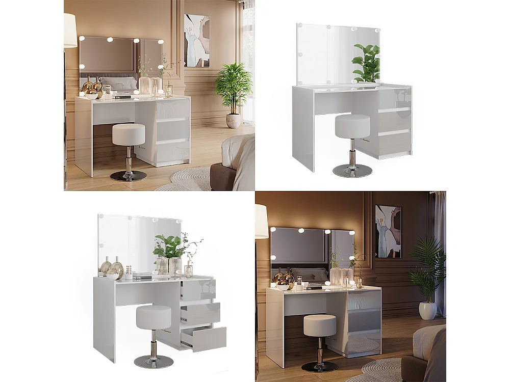 Tocador blanco alto brillo 120x60x78.6 marla