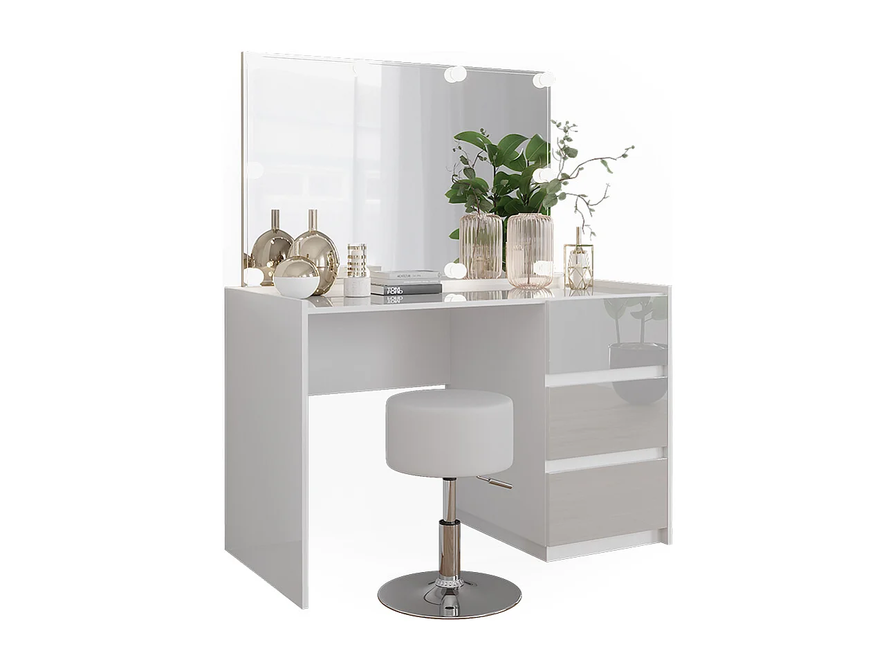 Coiffeuse blanc haute brillance 120x60x78.6 marla