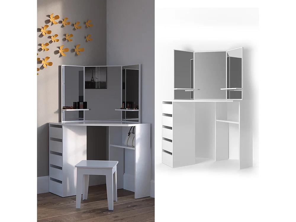 Coiffeuse blanc 110x54x141.5 arielle