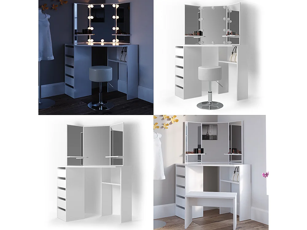 Coiffeuse blanc 110x54x141.5 arielle