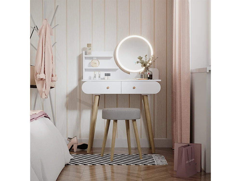 Kaptafel set met kruk wit 80x40x121 edda