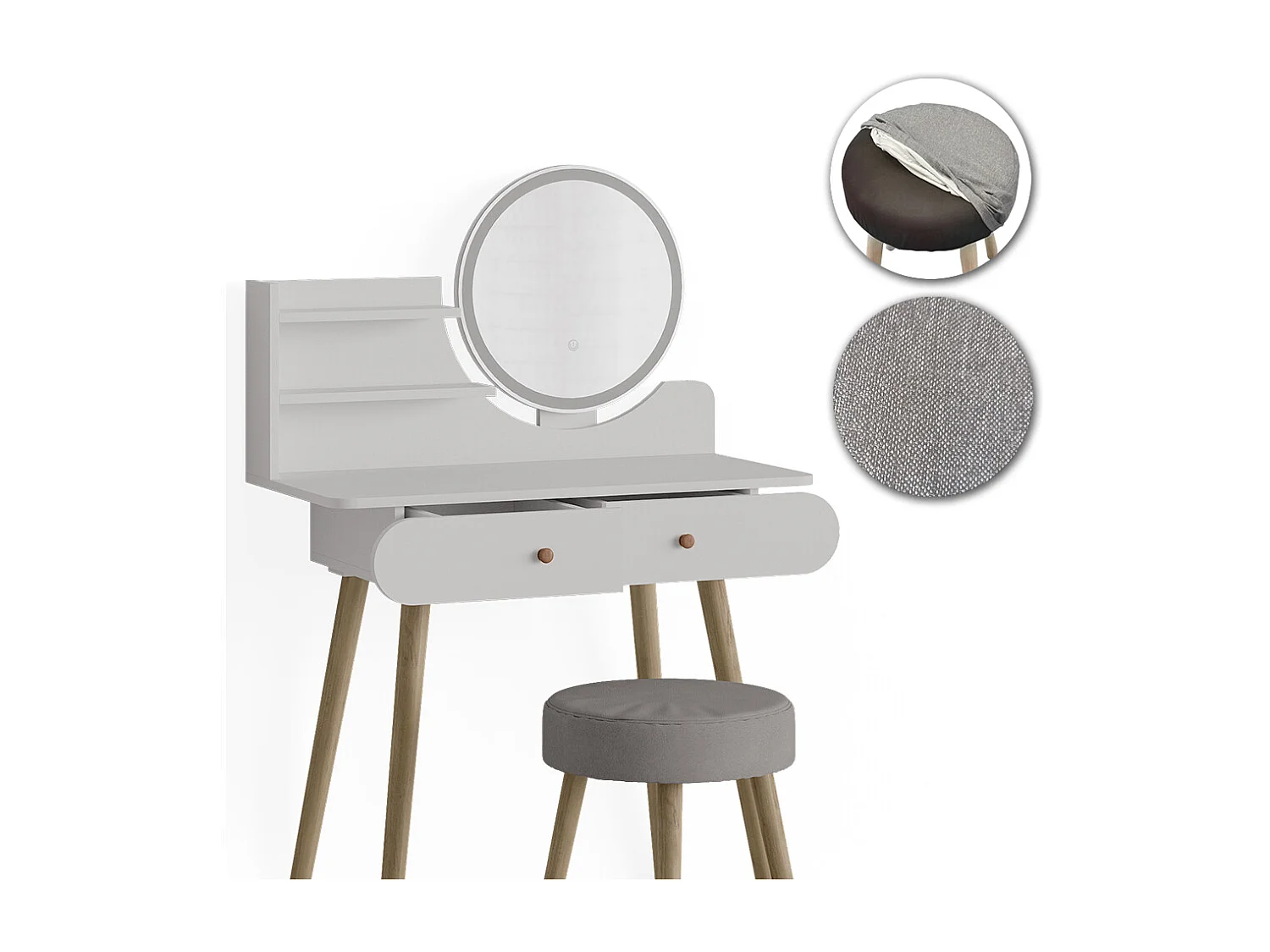 Kaptafel set met kruk wit 80x40x121 edda