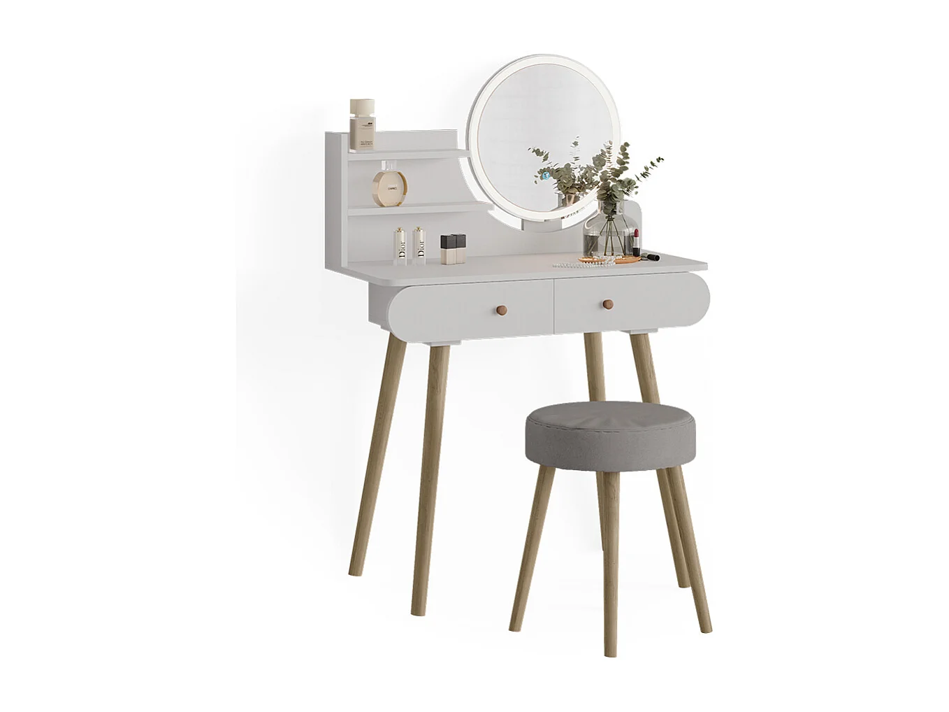 Kaptafel set met kruk wit 80x40x121 edda