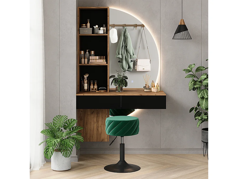 Coiffeuse chêne/noir 100x40x155 melora