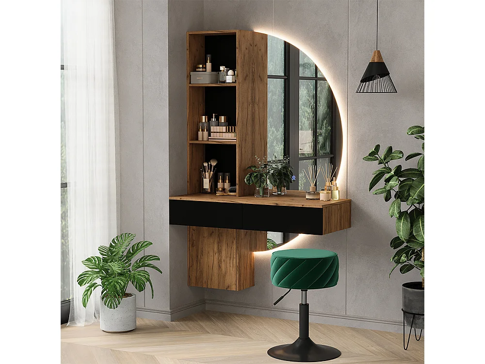 Coiffeuse chêne/noir 100x40x155 melora