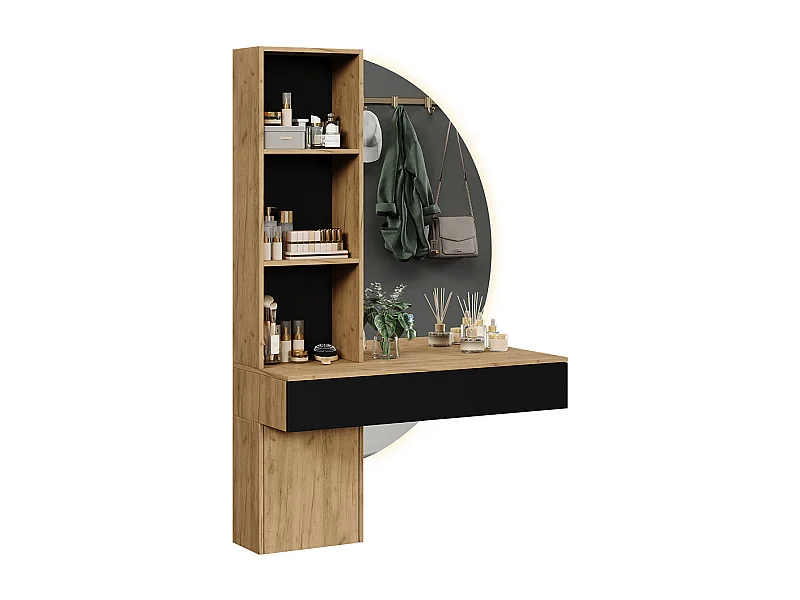 Tocador roble/negro 100x40x155 melora