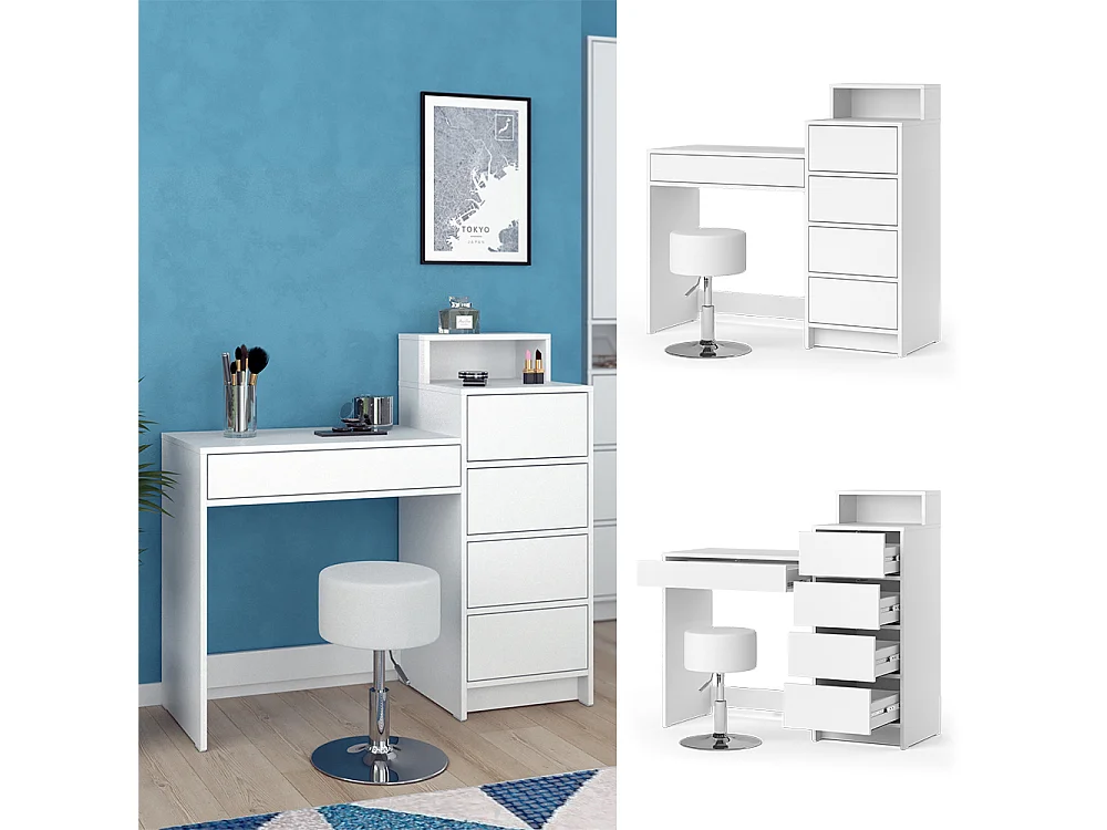 Coiffeuse blanc 110.5x40.3x100.6 naara