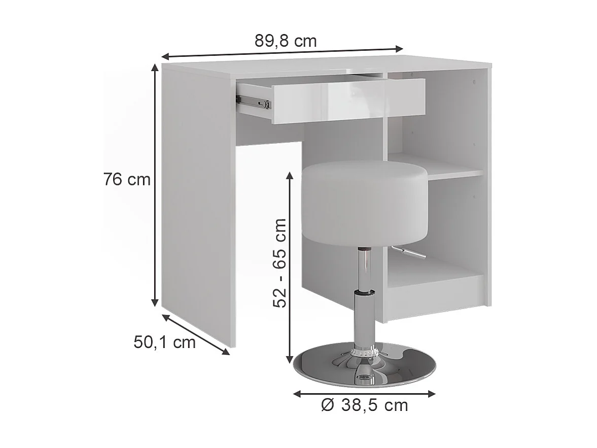Tocador blanco/blanco alto brillo 89.8x50.1x76 sherry
