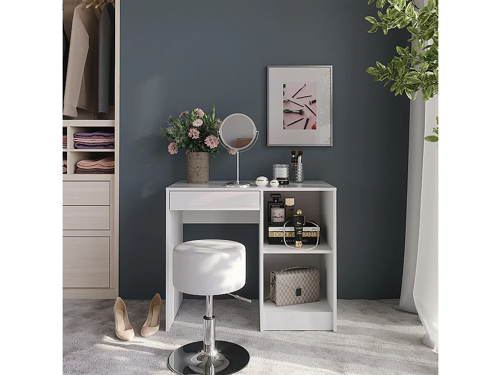 Vanity table white/white high gloss 89.8x50.1x76 sherry