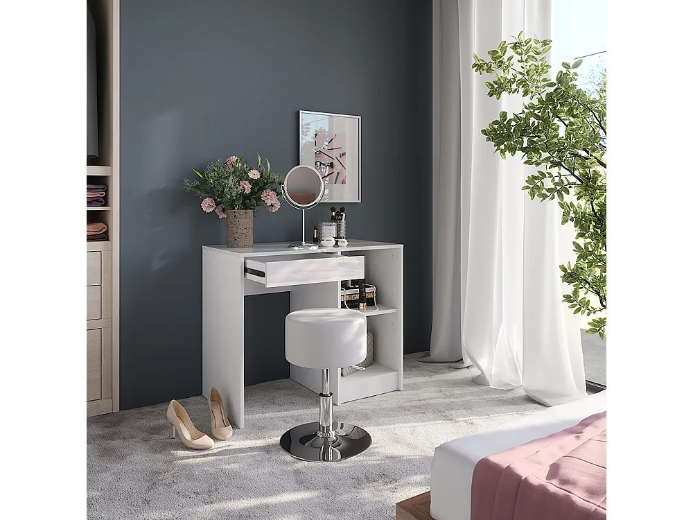 Vanity table white/white high gloss 89.8x50.1x76 sherry