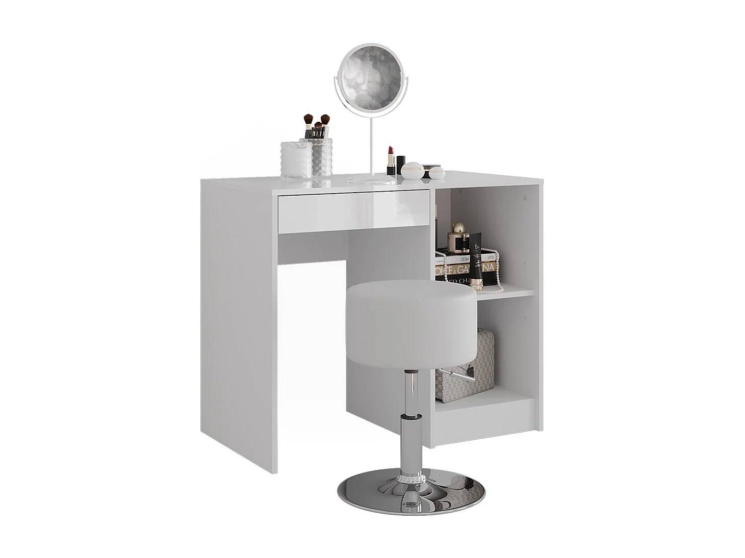 Vanity table white/white high gloss 89.8x50.1x76 sherry