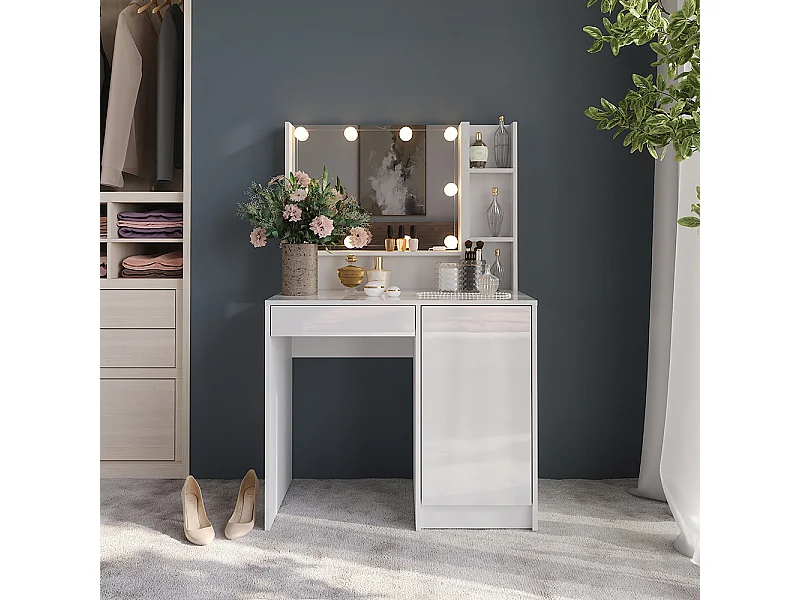 Tocador blanco/blanco alto brillo 89.8x50.1x76 sherry