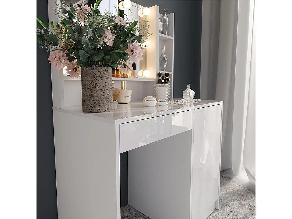 Tocador blanco/blanco alto brillo 89.8x50.1x76 sherry