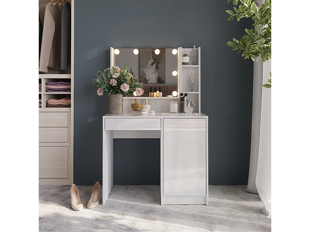 Coiffeuse blanc/blanc brillant 89.8x50.1x76 sherry