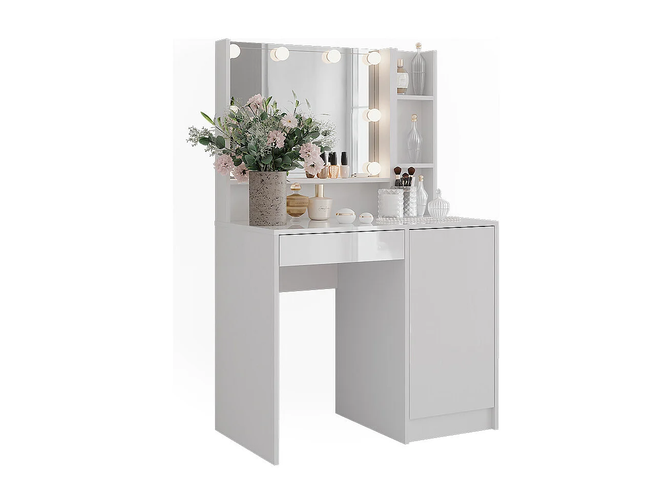 Coiffeuse blanc/blanc brillant 89.8x50.1x76 sherry