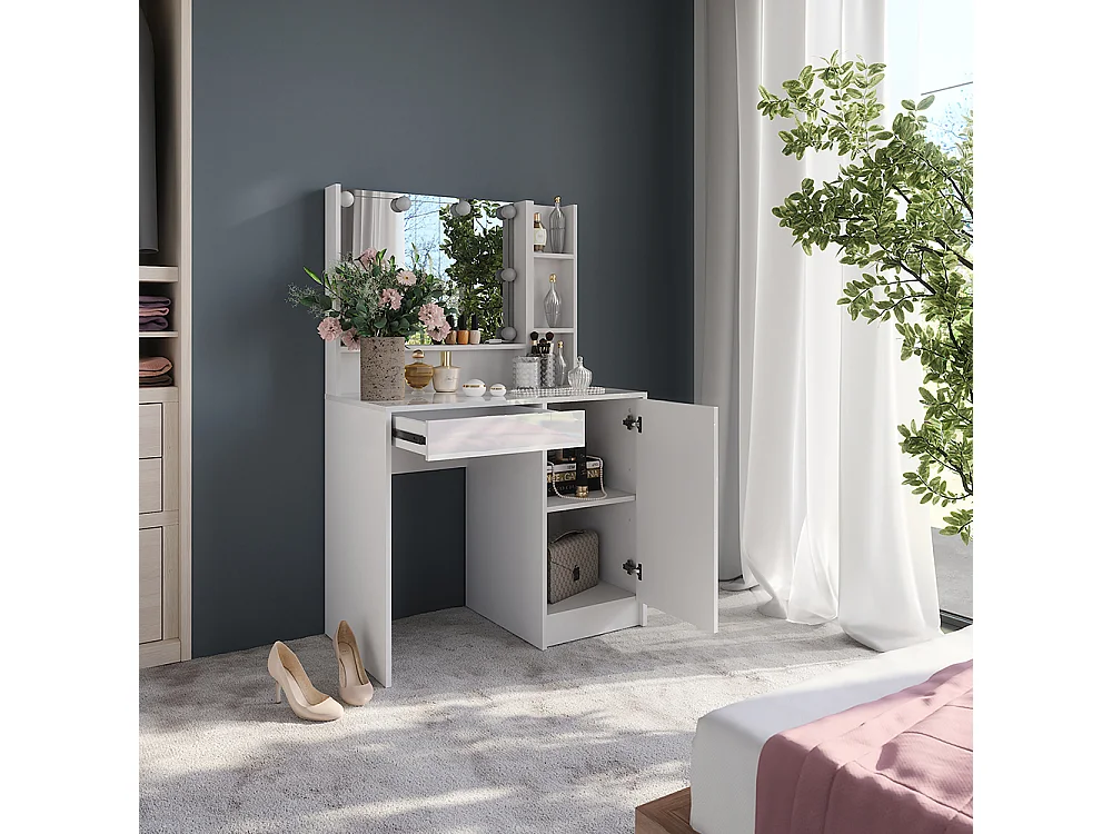 Kaptafel met licht wit/wit hoogglans 89.8x50.1x76 sherry