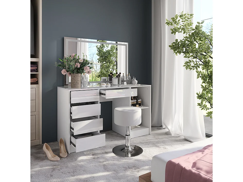 Coiffeuse blanc/blanc brillant 128.2x50.1x76 sherry