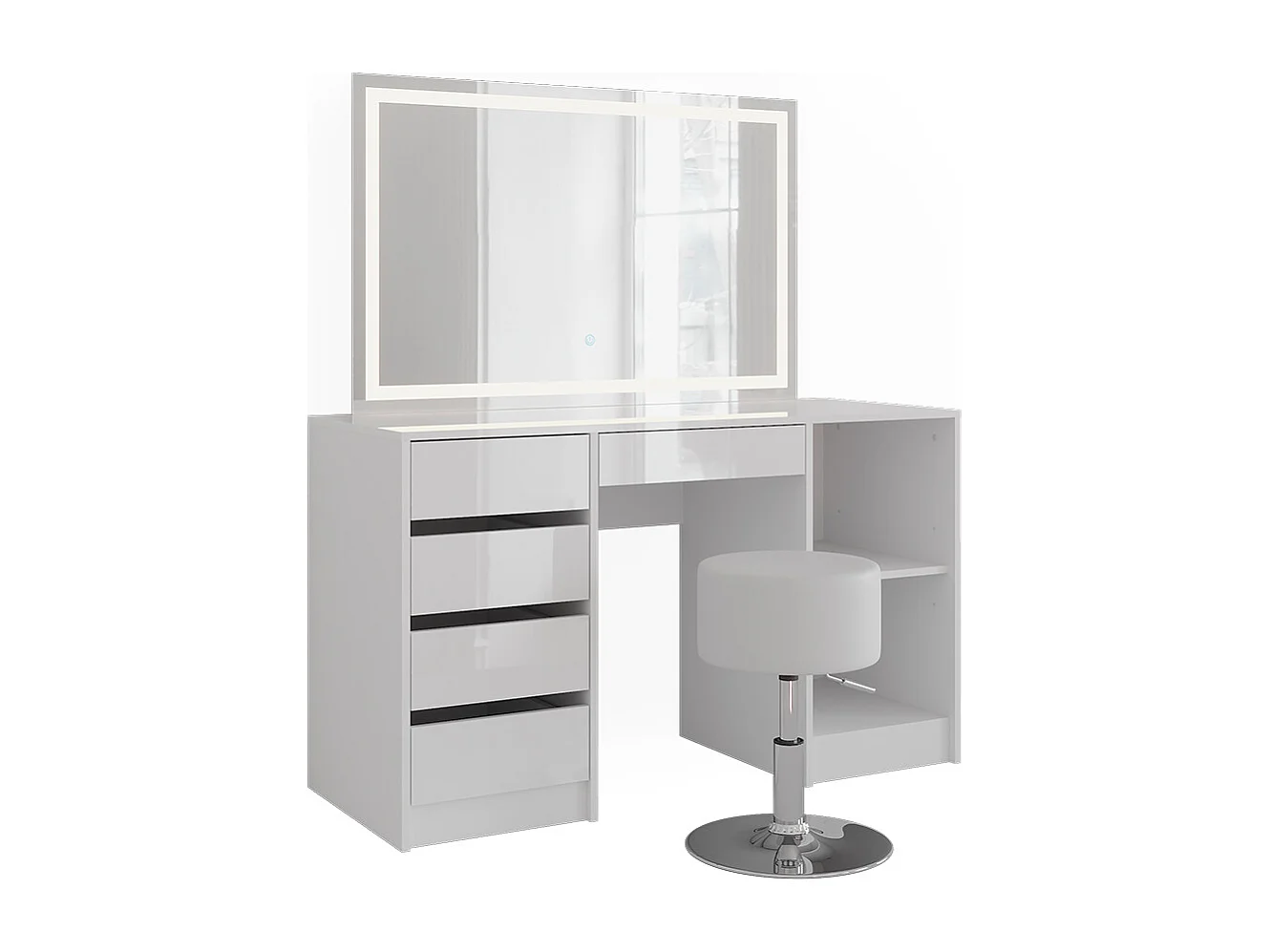 Vanity table white/white high gloss 128.2x50.1x76 sherry
