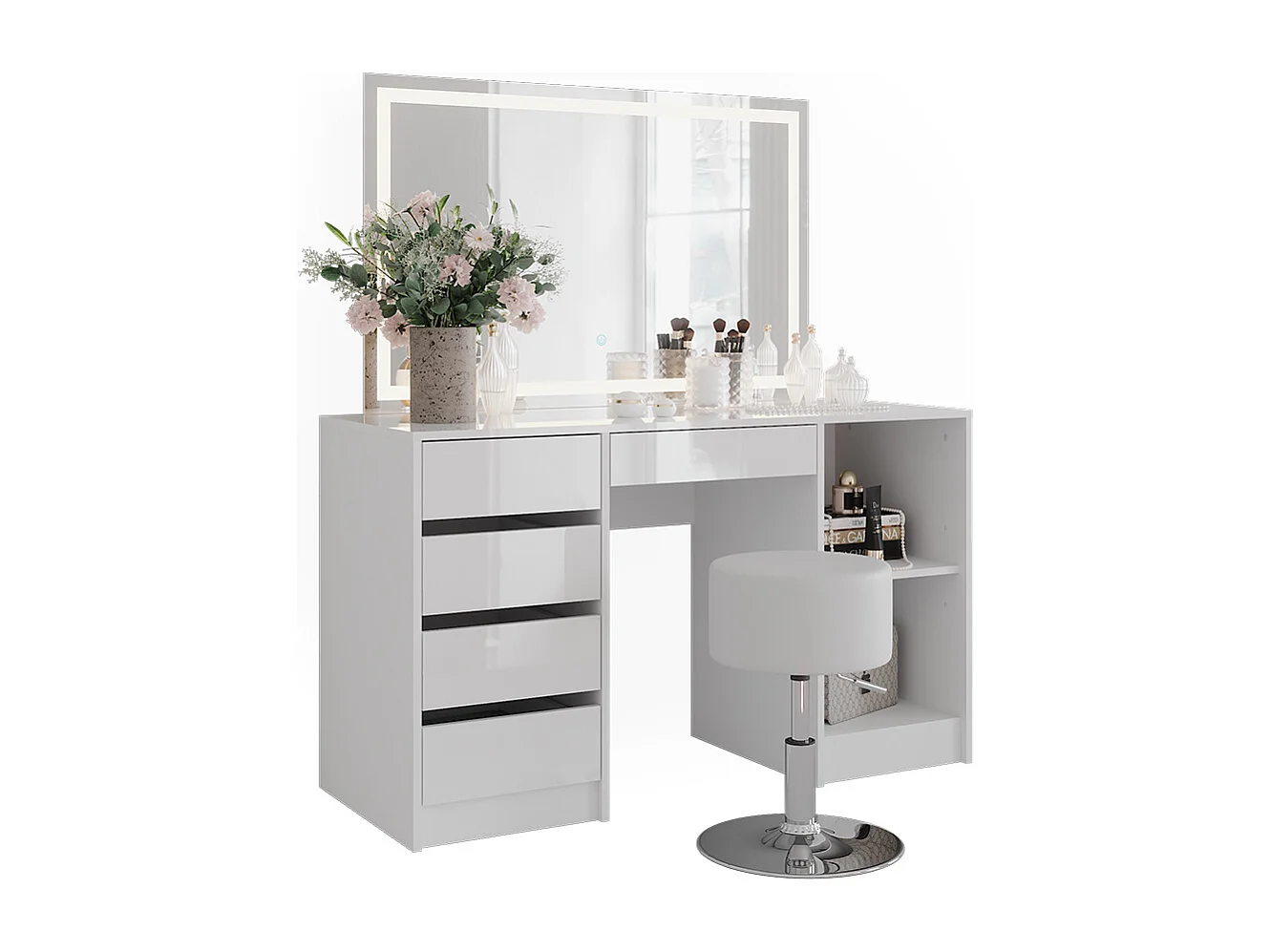 Vanity table white/white high gloss 128.2x50.1x76 sherry